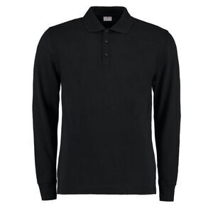 Kustom Kit Mens Pique Long-Sleeved Polo Shirt / Black